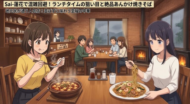中華店sai蓮花で、あんかけ焼きそばと麻婆豆腐を味わうここみとみやび